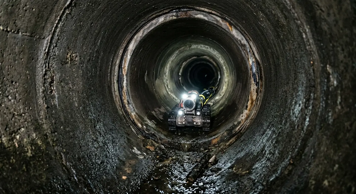 Robotic sewer camera inspecting pipe interior for Sewer Line Cleaning in Coal City